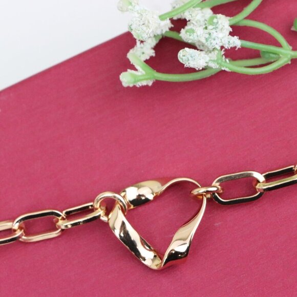 "Stylish Rose Gold Plated Bracelet with Twisted Heart Design, XPBL0895 - Picture 12 of 13